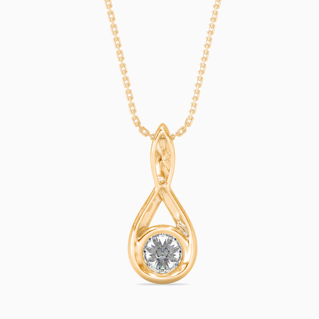 Drop Shaped Round Solitaire Pendant