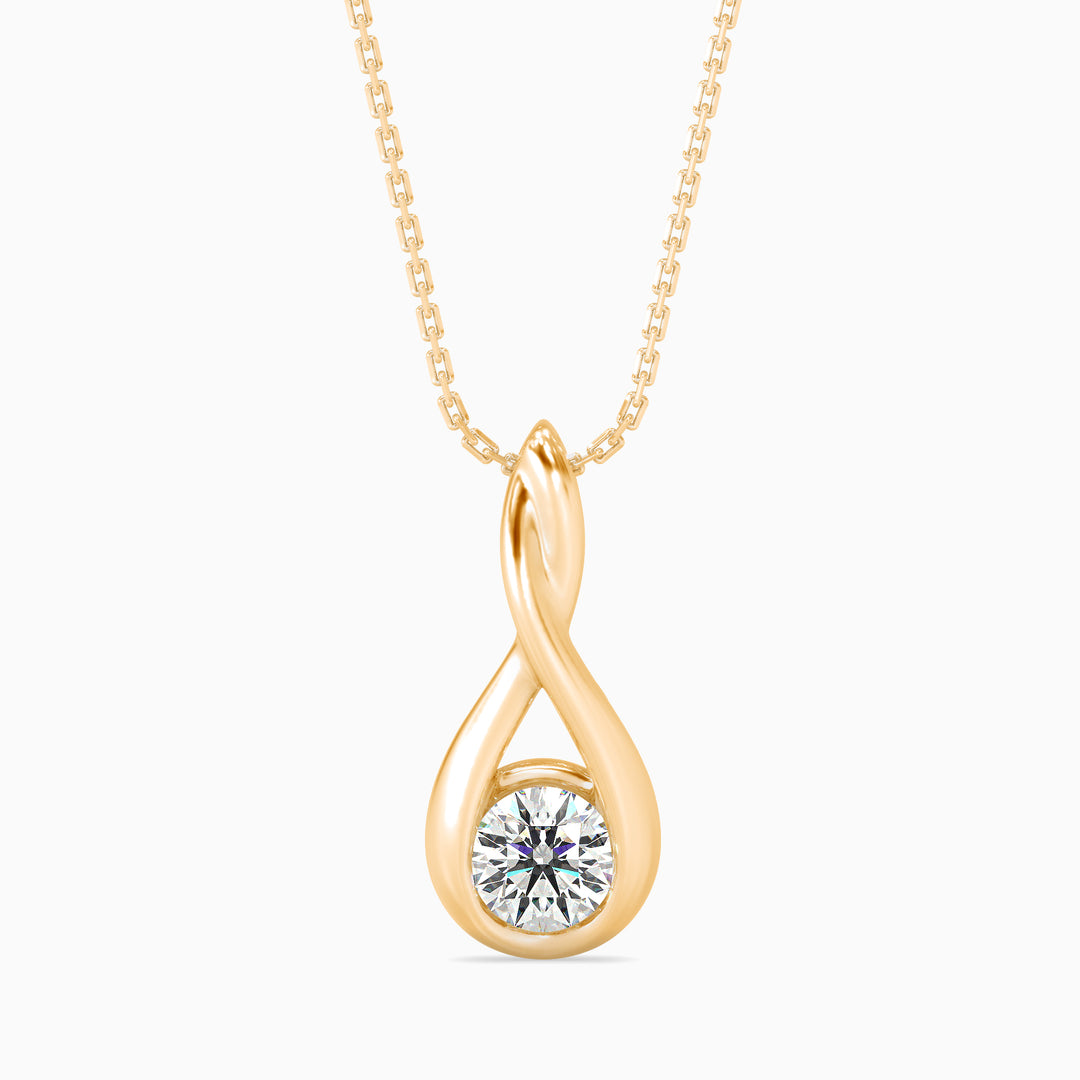 Drop Shaped Round Solitaire Pendant