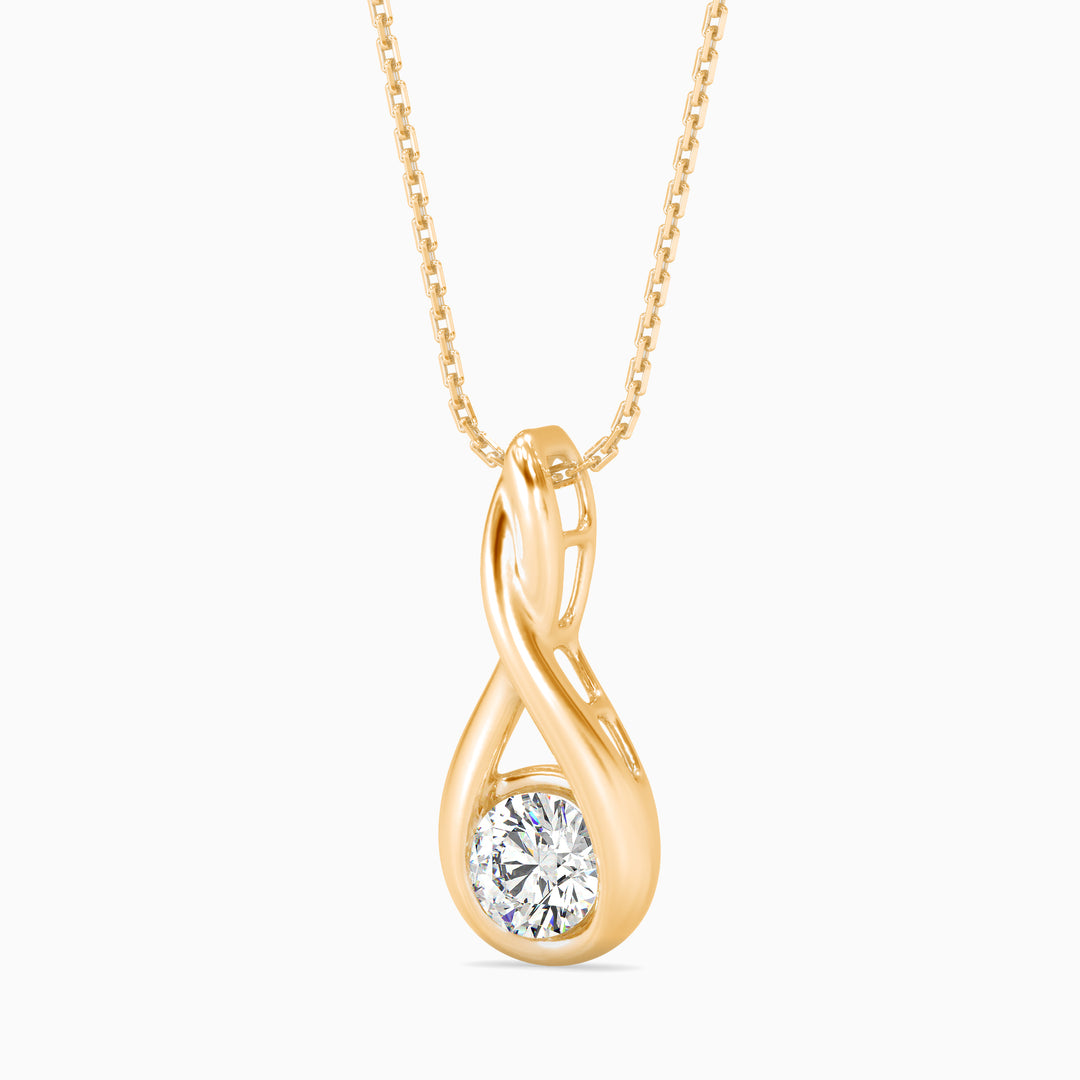 Drop Shaped Round Solitaire Pendant